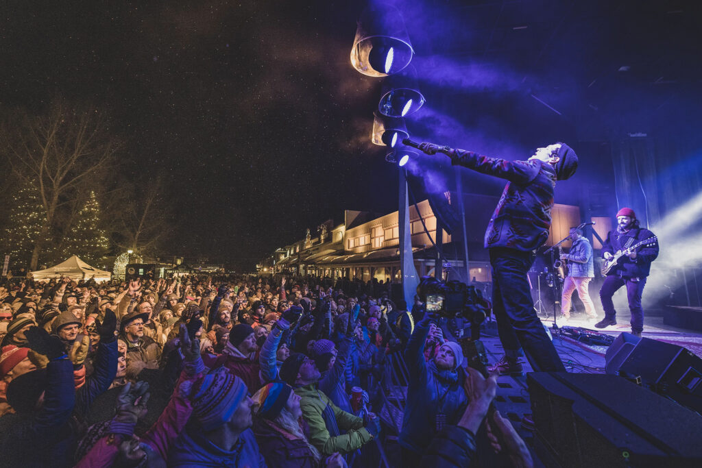 Band performing on stage at Jackson Hole's RendezvousFest