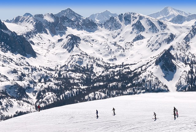 Mammoth Mountain Ski Area wide view mountains.