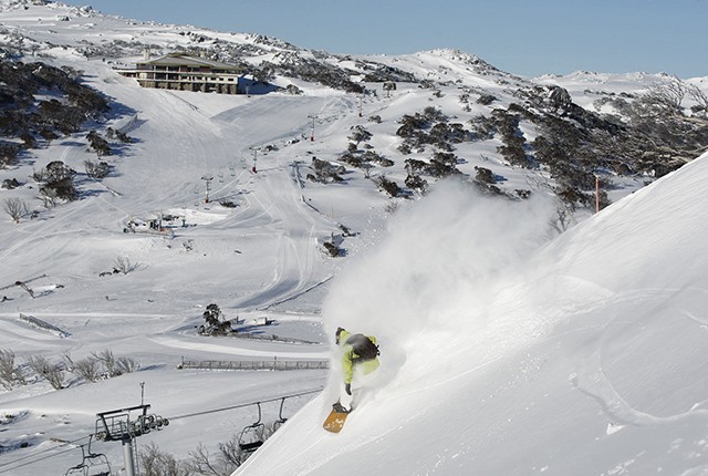 Perisher Ski Resort snowboarder Australia.