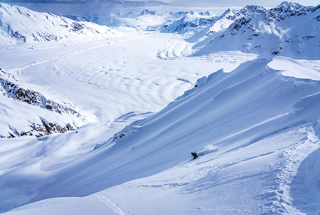 Tordrillo Mountain Lodge heli skiing Alaska vista.