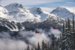 Gondolas transporting guests across Whistler Blackcomb in British Columbia