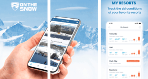 Screenshot of OnTheSnow app for skiers